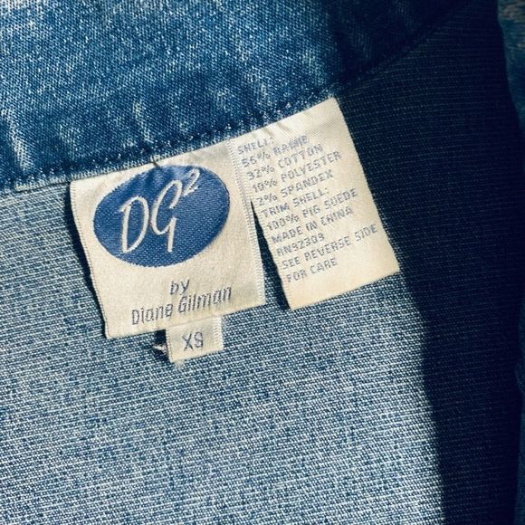 Vintage western Diane Gilman suede rodeo cowgirl button up denim jacket - Picture 7 of 8